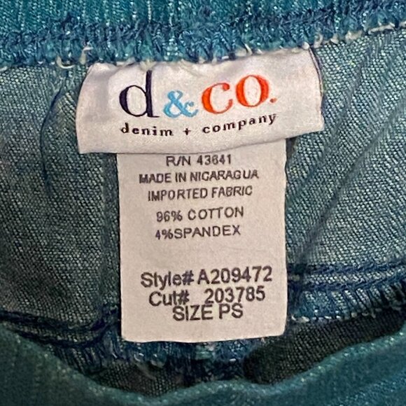 Denim & Company Teal Blue Jeans Stretch Elastic Waist Pull On Women's Size (PS) - Picture 5 of 5